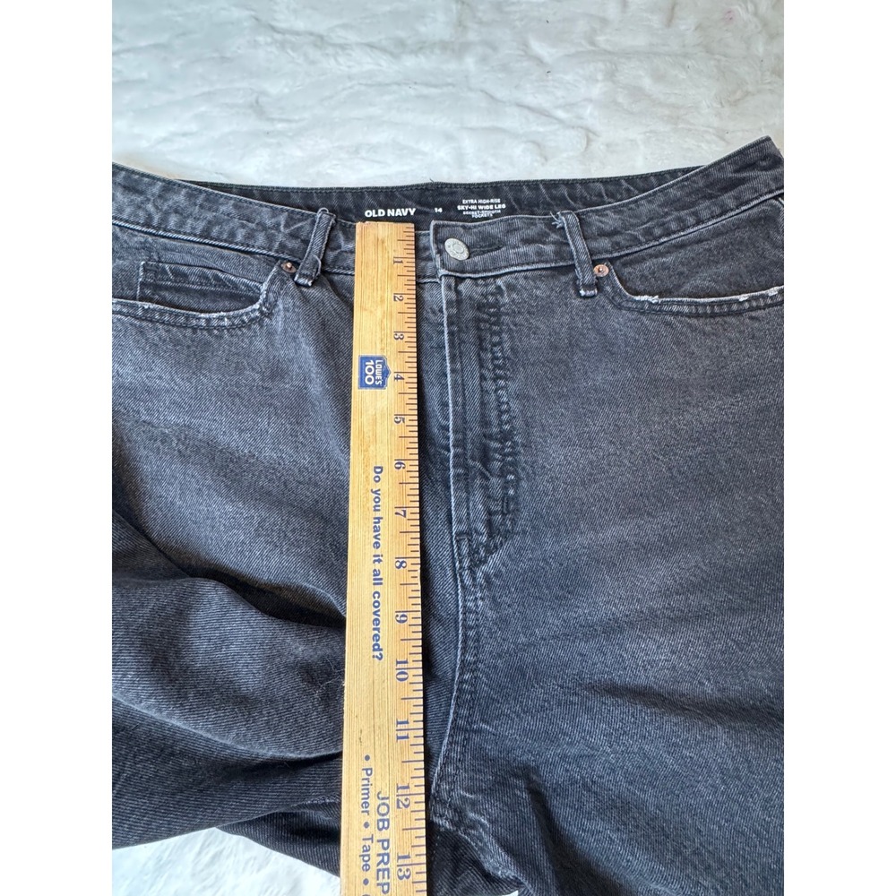 Old Navy Sky-Hi Wide Leg Jeans Womens 14 Extra High Rise Black Denim Pants - Picture 10 of 12